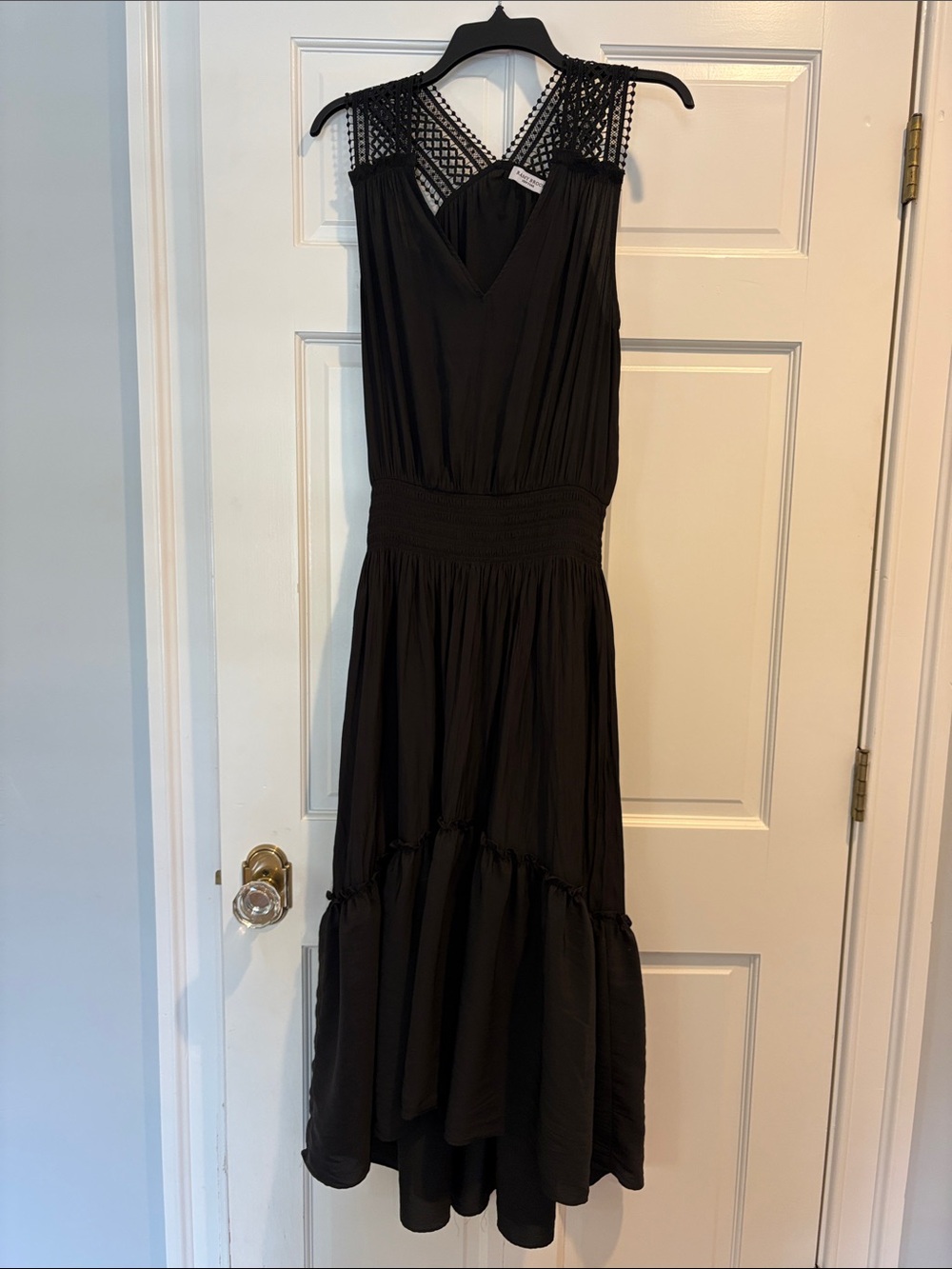 Ramy Brook Black Crochet-Trim Maxi Dress